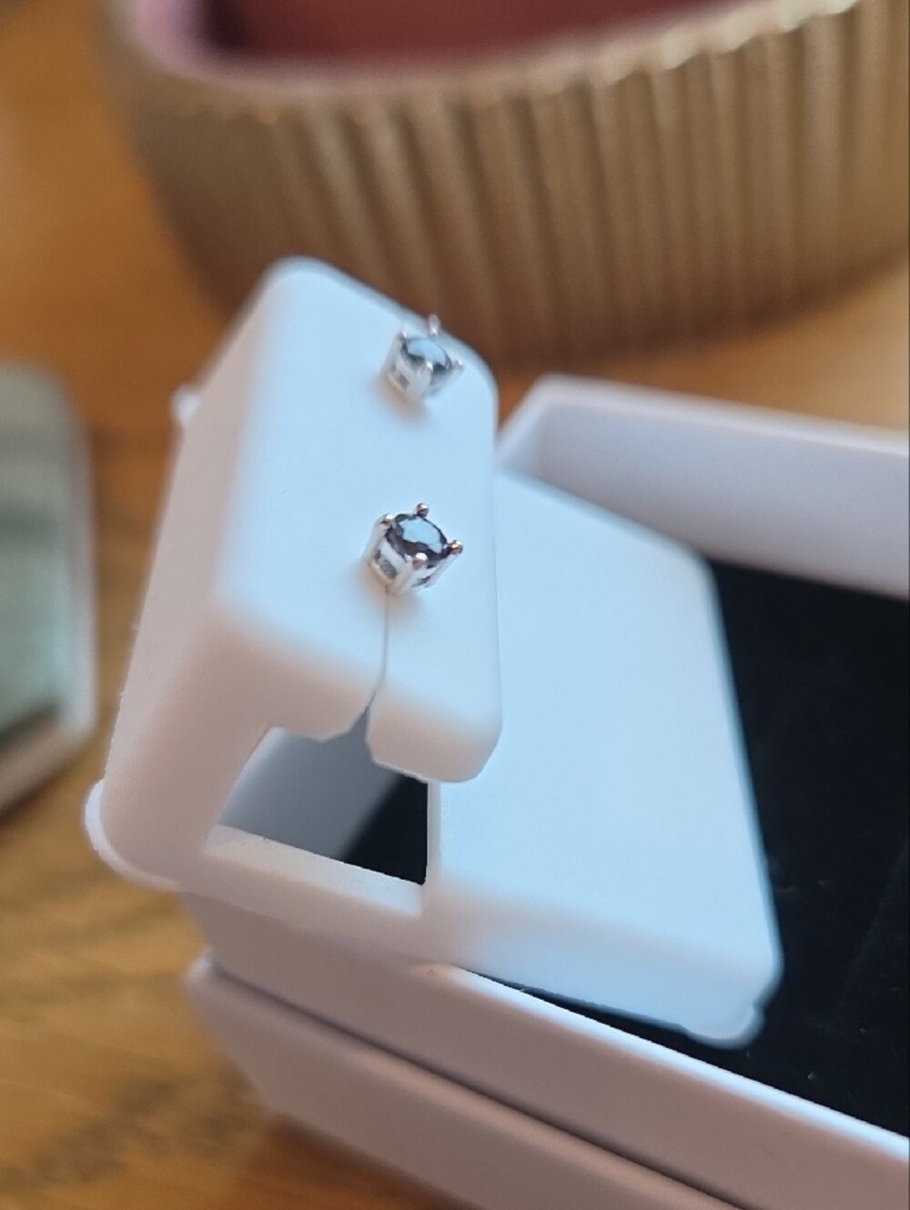Black Stone Sterling Silver Stud Earrings - Women Jewelry - Picture 5 of 6